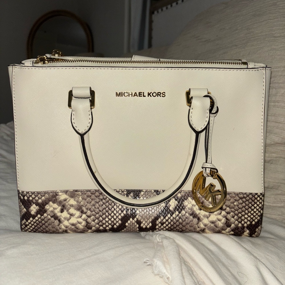 Michael Kors Cream and Brown Bag